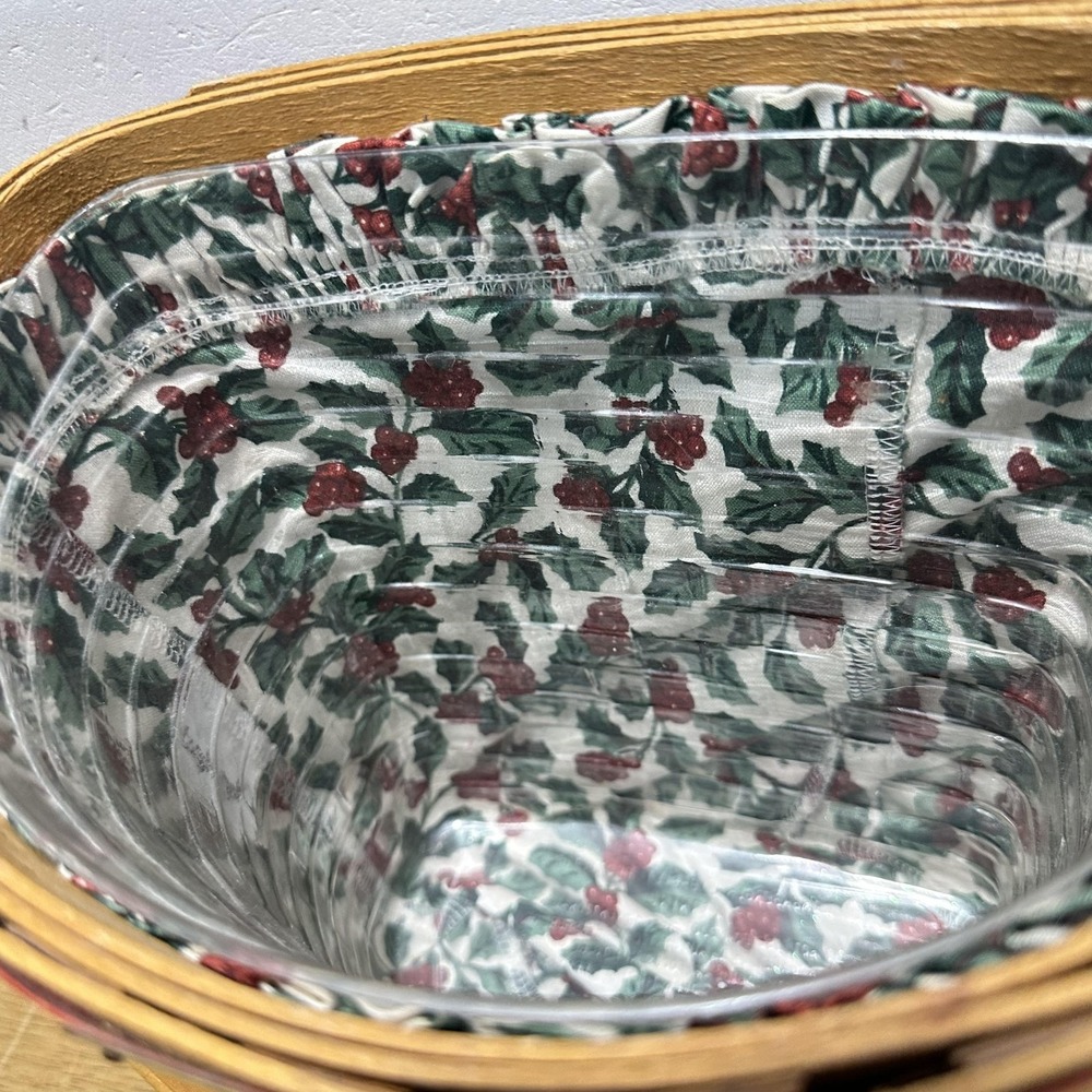 Longaberger 1998 Glad Tidings Christmas Basket Holly Liner & Protector Vintage - Picture 4 of 7
